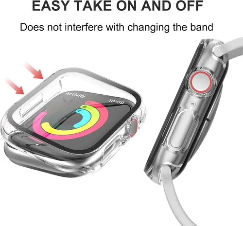 Vista 4 de Paquete de 12 fundas compatibles con Apple Watch de 1.575 pulgadas SE 3 SE 2 Series 6 5 4 SE con protector de pantalla de vidrio templado