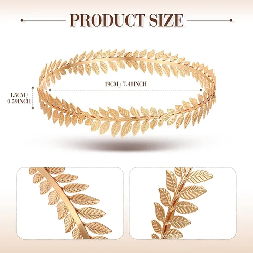 Vista 2 de Adult Roman Sandal Costume Accessory Roman Emperor Crown Gold Leaf King Crown Toga Costume Women Gold Headpiece Laurel Wreath