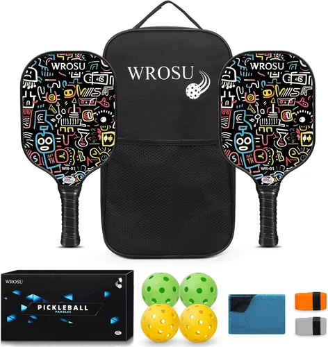 Vista 16 de Carbon Fiber Pickleball Paddles Set of 4 or 2 Rackets,USAPA Approved Pickleballs Equipment with Balls,Bag,Accessories,Carbon Fiber T300 Lightweight