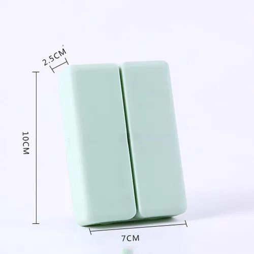 Vista 5 de Pastillero portátil con 7 compartimentos, organizador de píldoras plegable para viajes, pastillero diario portátil, farmacia de bolsillo con Beige