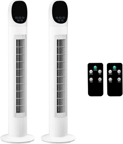 Vista 9 de ROVSUN Ventilador de torre sin aspas de 34 pulgadas con pantalla digital y control remoto, refrigeración turbo con 3 velocidades, temporizador de 9