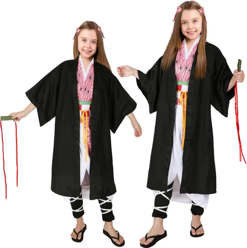 Vista 2 de Tanjirou Cosplay Costume Japanese Anime Kimono Outfit Halloween