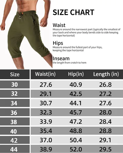 Vista 6 de LEPOAR Pantalones deportivos 34 para hombre, cómodos, entrenamiento, correr, longitud hasta la rodilla, cordón en la cintura, bolsillos