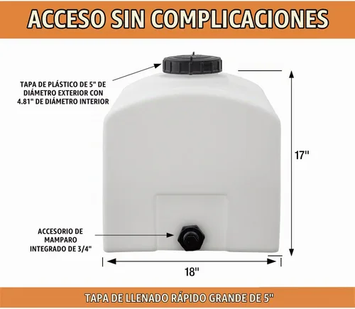 Vista 3 de RomoTech 82123899 Tanque de Agua con Depósito Abovedado de Polietileno, 26 galones, Fabricado en los Estados Unidos Tanque de Polietileno para Agua