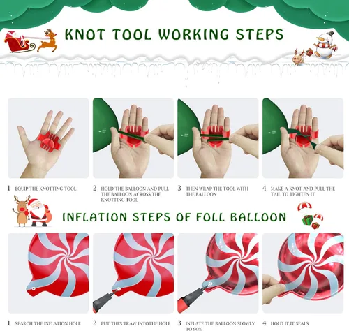 Vista 4 de Kit de arco de guirnalda de globos de Navidad, 150 unidades con globos de aluminio de caramelo de Navidad, verde, rojo, blanco, dorado, globos