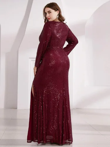 Vista 3 de Ever-Pretty Vestido de invierno para madre de novia con lentejuelas, manga larga, Año Nuevo, cóctel, fiesta de Navidad