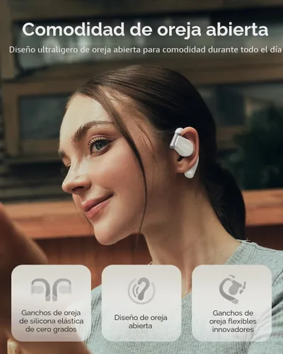 Vista 4 de Cleer ARC 3 Auriculares abiertos con Dolby Atmos y batería de 50 horas Gris claro