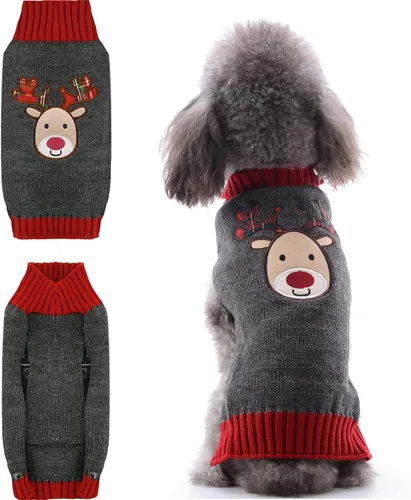 Vista 11 de Suéter de Navidad para perro, lindo suéter de punto para perro de la paz y gato, traje de Navidad feo para vacaciones, disfraz suave para otoño e