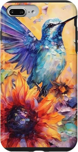 Vista 12 de Colorful Watercolor Sunflower Nature Purple Blue Hummingbird Case for iPhone 17