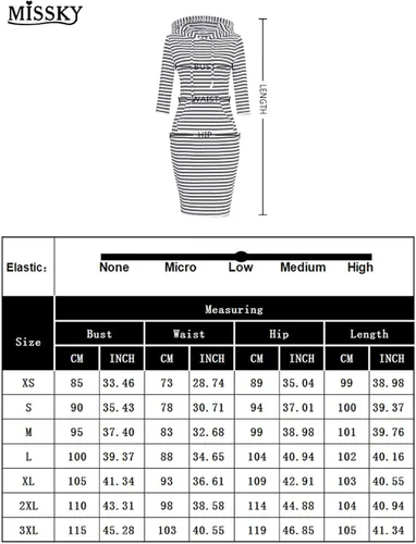 Vista 6 de MISSKY Women Stripe Pocket Knee Length Slim Casual Pullover Hoodie Dress