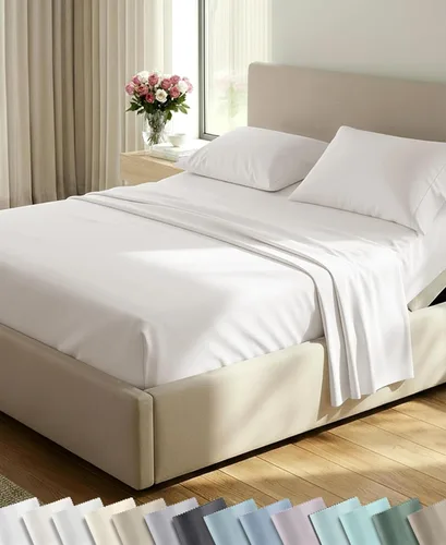 Vista 70 de California Design Den Juego de sábanas tamaño King, 100% algodón, sábanas lujosas de 600 hilos con bolsillo profundo, ropa de cama duradera con 16