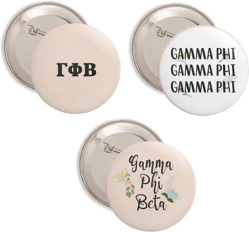 Vista 6 de Desert Cactus Gamma Phi Beta Buttons Pin Back Badge Sorority 3 Pieces of Variety 2.25-inch