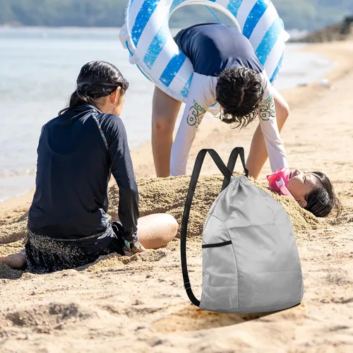 Vista 7 de HexinYigjly Bolsa de mochila con cordón, Cinch Mochila Bolsas, Sport Sack Draw String Bag Bulk, Gym Sackpack String Bag, Gris, Bolsa con cordón