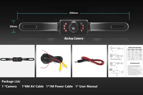 Vista 4 de Cámara de marcha atrás HD cámara de visión trasera Cámara de marcha atrás Universal Pickup SUV 170 ° Ángulo perfecto visión nocturna ip86