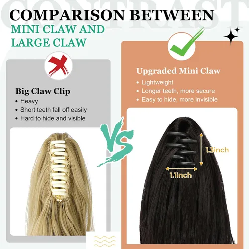 Vista 3 de Extensión de cola de caballo con pinza de 18" larga, rizada y ondulada, con clip, extensión de pelo sintético de aspecto natural para mujer, marrón