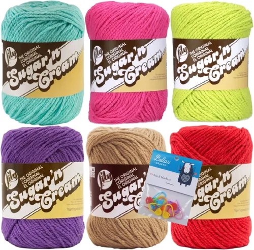 Vista 18 de Lily Sugar'n Cream - Paquete de 6 hilos de 100 % algodón con marcadores de puntada Bella's Crafts (mezcla azul)