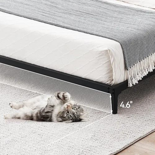 Vista 6 de GAOMON Base de cama matrimonial baja de 6 pulgadas, plataforma de metal resistente, listones de acero resistente, no necesita somier, fácil montaje