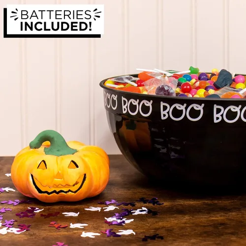 Vista 3 de Creative Roots Horizon Group USA - Pinta tu propia calabaza de cerámica, mini calabaza con luz LED, 3 macetas de pintura acrílica, mini pincel