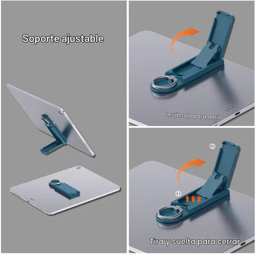 Vista 3 de Soporte universal para tableta con soporte de anillo integrado, paquete de 2 soportes ajustables para tableta multifunción con parche adhesivo