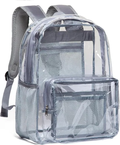 Vista 9 de Vorspack Mochila Clara Transparente - Mochila Transparente de PVC de Servicio Pesado See Through para Universidad y Lugar de Trabajo Negro