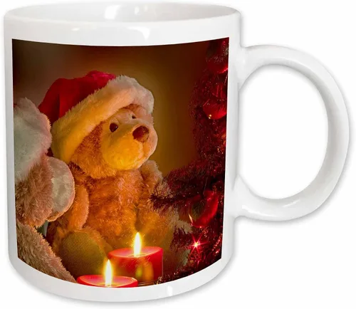 Vista 9 de 3dRose Doreen Erhardt Teddy Bears – Osos de Navidad con día festivo Árbol de y velas – Tazas, Negro/Blanco