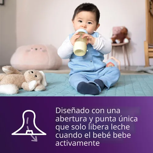 Vista 4 de Philips Avent Biberones naturales de PPSU para bebés, flujo medio, 9 onzas, sin BPA Baby-Controlled Flow, No-Drip Design, Reduces Colic and Gas
