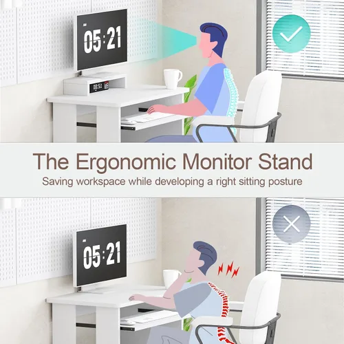 Vista 27 de Escritorio pequeño para computadora para oficina en casa, mesa de juegos compacta para computadora de escritorio y portátil, con cajón