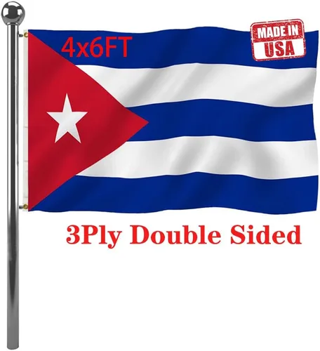 Vista 7 de Jayus Banderas de Cuba de 3 x 5 para exteriores, doble cara, resistente, bandera nacional cubana con 2 ojales