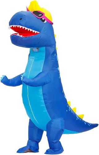 Vista 6 de Decalare Disfraz inflable de dinosaurio T-REX para adultos, disfraz de Halloween de cuerpo completo para hombres y mujeres, disfraces inflados