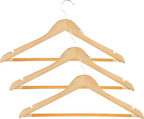 Vista 6 de Honey-Can-Do Perchas resistentes de madera de arce, barra ranurada antideslizante, perfectas para camisas y trajes, duraderas y elegantes, paquete