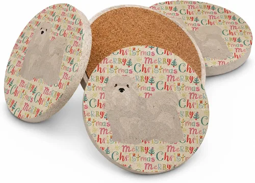 Vista 118 de Abyssinian Sand Terrier Merry Christmas - Posavasos grandes de piedra arenisca (4 unidades)