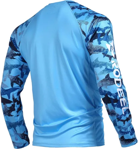 Vista 2 de Rodeel Camiseta de pesca holgada ventilada manga larga UPF50 manga 6 colores, 6 tamaños