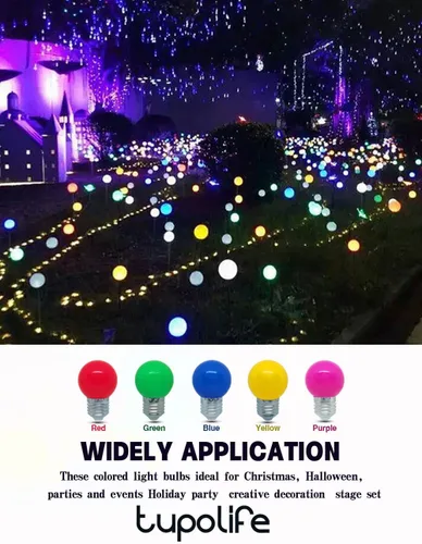 Vista 7 de Bombilla de luz CC de 12 V, bombillas LED de bajo voltaje, verde de 1 W G14 G45 Mini Globe E26, luces nocturnas de colores, equivalente a 10 W