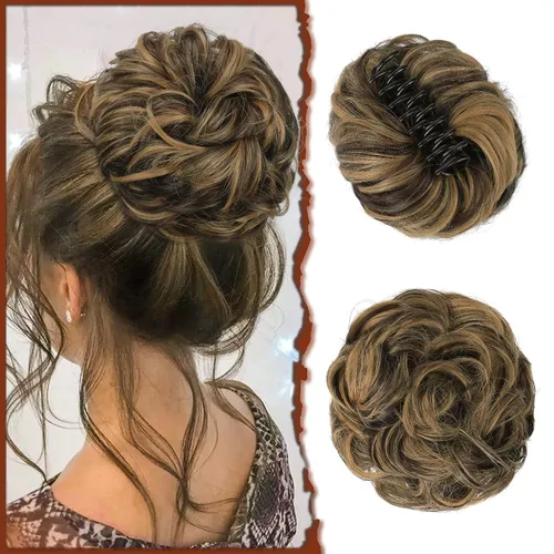 Vista 33 de SOFEIYAN Pinza de Gancho Extension de Cabello con Forma de Moño Desordenado, Cabello Ondulado y Rizado, Pinza de Gancho, Chignon, Cola de Caballo