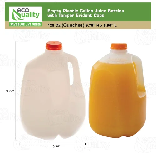 Vista 3 de EcoQuality Juice Containers - Botellas vacías de plástico con tapas a prueba de manipulaciones de 128 onzas, botellas de batidos, ideales
