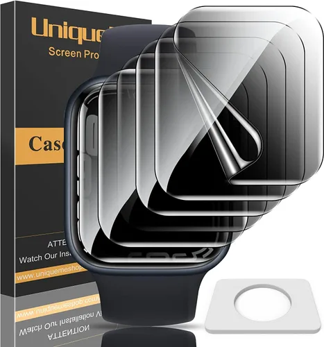 Vista 11 de UniqueMe Paquete de 6 protectores de pantalla de privacidad de TPU compatibles con Apple Watch de 1.575 pulgadas, película flexible mejorada