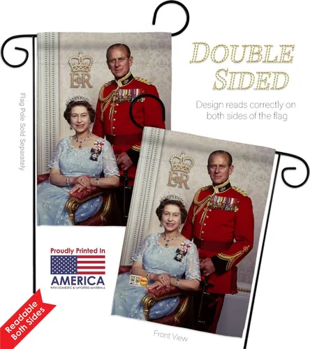 Vista 3 de Bandera de jardín de The Queen & Prince Philip – Paquete de dulces vidas condolencias conmemorativas de duelo conmemorativo, apoyo del amor