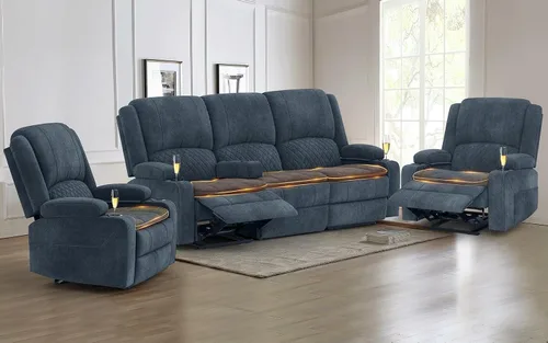 Vista 22 de Yolsali Sofá reclinable, sofá reclinable manual de 3 plazas con cojín de 2 niveles, sofás reclinables para sala de estar con consola removible