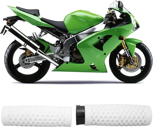 Vista 3 de Auto Parts, par de empuñadura de manillar de motocicleta de 0.984 in/1.102 in, repuesto universal de agarre del acelerador (blanco)