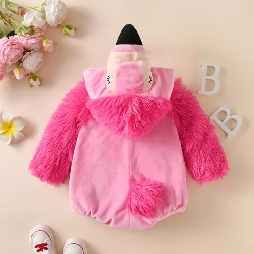 Vista 3 de Liangchengmei Mameluco unisex de franela para bebé, niña y niño, disfraz de animal con capucha, traje de dibujos animados