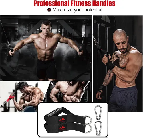 Vista 7 de Heavy Duty Gym Exercise Handles Attachment for Cable Machine,Resistance Band,Pulley System Home Fitness Workout Equipment, with Elastic Rubber Grip