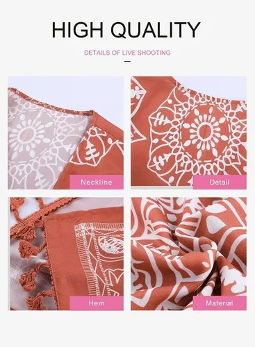 Vista 3 de Dokotoo - Cárdigans tipo kimono, informales, de moda con estampado de verano para mujer, salidas de baño holgadas