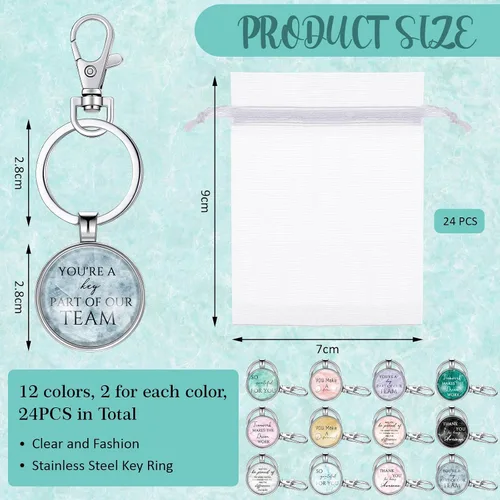 Vista 2 de Sasylvia Llavero de agradecimiento para empleados, con bolsa de organza, diseño de mármol, llavero inspirador para personal, profesor, enfermera