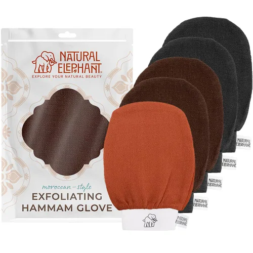 Vista 14 de Natural Elephant Guantes exfoliantes para hammam, guantes exfoliantes faciales y corporales, paquetes de 5 y 10