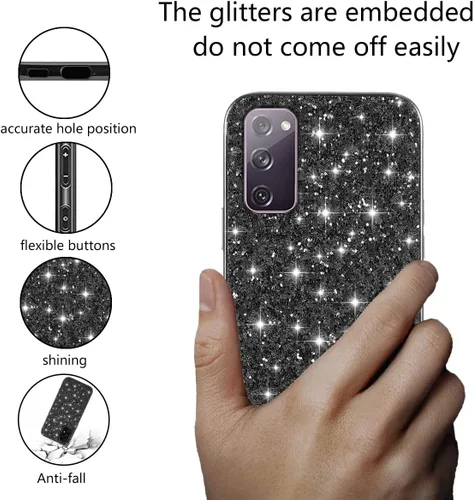 Vista 3 de Funda compatible con Samsung S20 FE con purpurina a prueba de golpes, para Samsung Galaxy S20 FE, funda protectora delgada de TPU suave