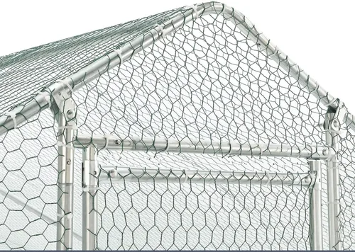 Vista 6 de Jaula grande de metal para gallinero, gallinero galvanizado, jaula de gallina de alambre galvanizado, jaulas de conejos con cubierta impermeable