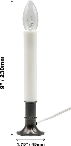 Vista 3 de Creative Hobbies Lámpara de vela eléctrica para ventana con base chapada en peltre, interruptor de encendido/apagado, bombilla lista para usar