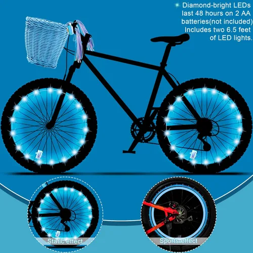 Vista 5 de Hestya Juego de cestas de bicicleta para niños, cesta de mimbre, cesta de bicicleta para manillar para niñas con 2 luces LED para ruedas