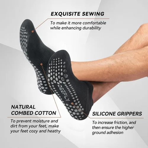 Vista 3 de deefly Calcetines de yoga unisex, calcetines antideslizantes para pilates