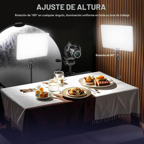 Vista 5 de Kit de luz de video LED de 2 unidades con soporte de trípode de 160 cm, luz de estudio regulable de 2500K-8500K para fotografía, iluminación